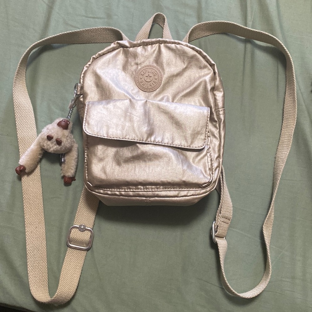 Kipling metallic mini backpack gold